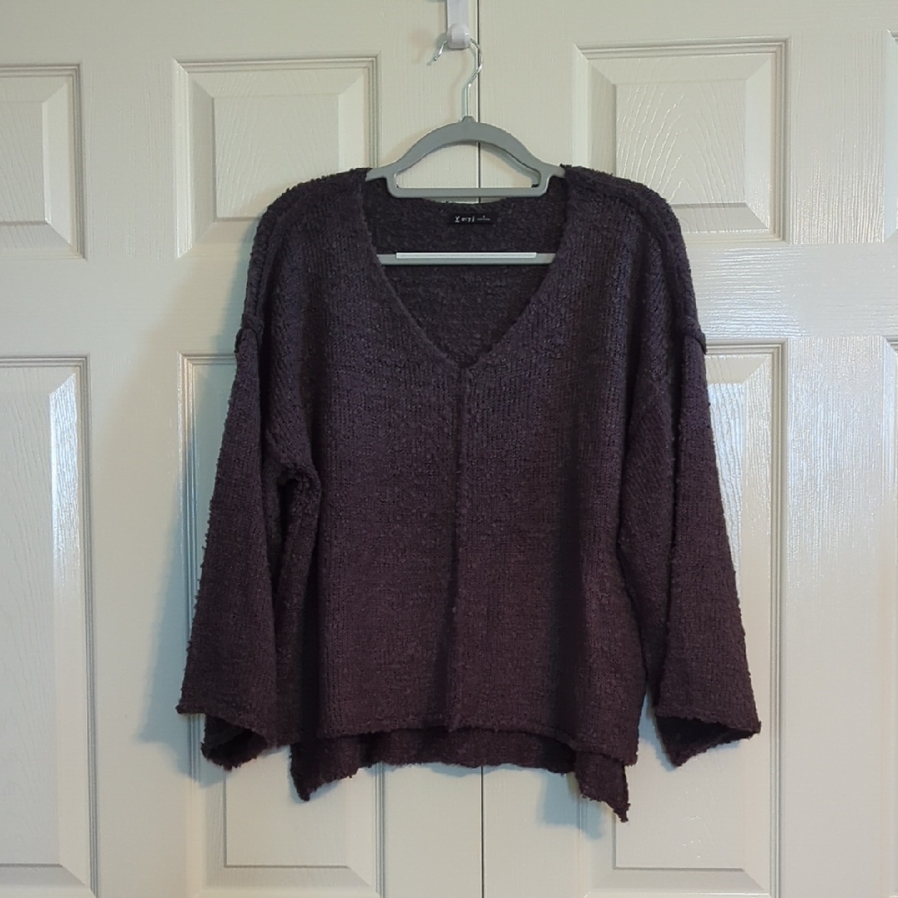 Very J Purple V-Neck Sweater Relaxed Fit